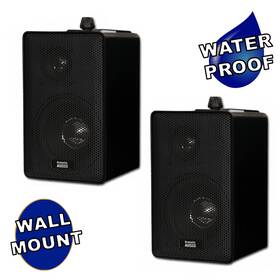 Aa251b Acoustic Audio Indoor Outdoor 3 Way Speakers Black Mountable Pair