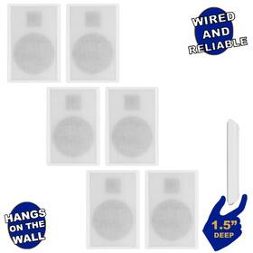 Slm1w-3pr Acoustic Audio Slm1w Mountable On Wall Slim Speakers Home Wired 3 Pair Pack