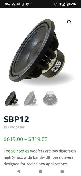 Sbp12-8a Acoustic Elegance 12 Inch Subwoofer With Apollo Upgrade. 8ohm