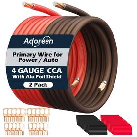 B0f8q28vjc Adoreen 4 Gauge Awg Power/ground Wire Cable 25 Ft Black Red High Power Shielded C