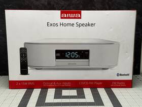 Aiwa 021331142597 Exos Home Speaker 30w Rms Sound System Cd Player Bluetooth White New