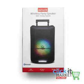 Ai6016 Aiwa Wireless Party Speaker With Trolley Handle Black High Sound