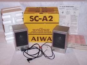 Sc-a2 Aiwa Nice Vintage Desktop Speakers - Plug-in Or Battery Working