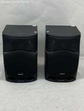 Sx-fn520 Aiwa Black Home Audio Surround Speakers 2 Pcs Set Not Tested