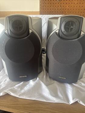 Sx-wna888 Aiwa Vintage Pair 2 Bi-amp Speakers - Tested Built In Subwoofer