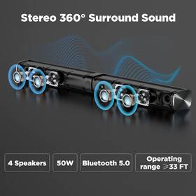 Ky8000 Assist Trust 747165414388 Sound Bars 50w Wired And Bt5.0 4 Speakers 32 Inch - Black