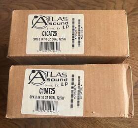 C10at25 Atlas Sound Pair Of Atlasied 8 Inch Dual Cone In-ceiling Speaker With 5w 25v Transformer