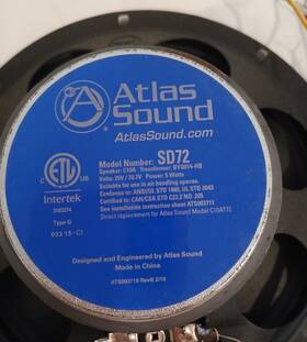 Lp-sd72 Atlas Sound Lp Sd72 In Ceiling Speaker Black 8 Inch New. One Pair. Free Shipping
