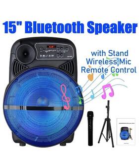Abx-15s05 Audioboxusa 15 Inch Bluetooth Speaker Wireless Mic Led Usb Fm Stand