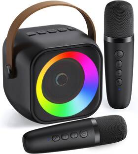 K29-l Beilihart Mini Karaoke Machine Portable Bluetooth Speaker 2 Mics Black