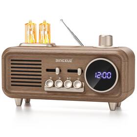 B0dcjbrjtx Bingxue Retro Radios Fm Portable Bluetooth Speaker 12/24h Small Plug In Vintage Clock Ra