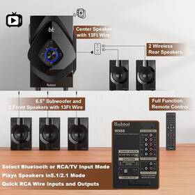 800w Bobtot W58s 5.1 Home Theater System With Wireless Rear Speakers 6.5 Inch Subwoofer Bt
