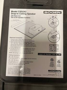 Csd2x2vru Bogen 2x2 Drop In Ceiling Speakers With Back Can Qty 8 Off White