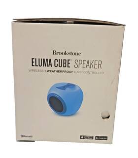Brookstone 315255 Nib Eluma Cube Bluetooth Led Light Show Speaker Blue See Condition
