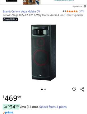 Xls-12 Cerwin-vega Xls12 12 Inch 3-way Home Audio Floor Standing Tower Speaker