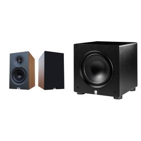 Elacbdl250722-06 Elac Debut 3.0 Walnut 5.25 Inch Book Shelves With Varro 10in Subwoofer
