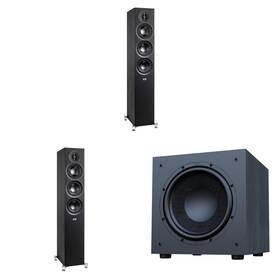 Elacbdl250815-17 Elac Debut 3.0 Df53 Black Tower Speakers Pair With 12 Inch Subwoofer