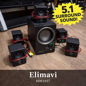 Elimavi Mm1937 5.1 Channel Wired Home Theater Speaker System 110w Rms Black