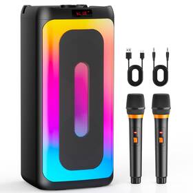 T25-t Fanfun Bluetooth Karaoke Machine With 2 Wireless Mics Led Rechargeable Speaker -us