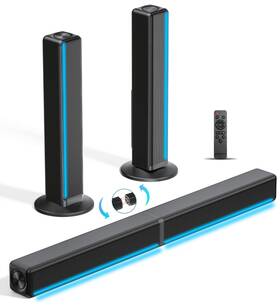 2.1ch Geoyeao 850070845335 Tv Sound Bar Soundbar With Rgb Led Lights And Bluetooth Speaker Surround
