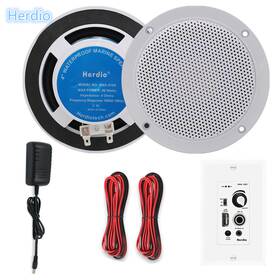 Au-5104w Herdio 4 Inch Marine Ceiling Speakers Bluetooth Amplifier Receiver For Bathroom Home