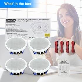 Hcs-4-818prs Herdio 4x6.5 Inch 640w Ceiling Speakers Restaurant Kitchen Wall Flush Mount