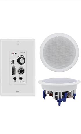 Hcs528-16bt-us Herdio 5.25 Inch 2-way Full Range 300watt Amp With Wall Control Deep Bass Sound