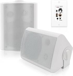 Hos-501b-16bt2ch Herdio 5.25 Inch Outdoor Speakers Wall Mount Bluetooth Amplifier Bass Stereo Ipx4
