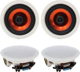 P-he-hcs428x2-wh-01 Herdio 4 Inch 480 Watts Ceiling Speakers Pack Flush Mount Home Theater System