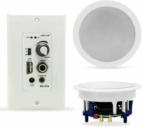 528prsly Herdio Us-16bt 5.25 Inch Flush For Ceiling Speakers 2ps 2 Way Wall Bluetooth Amplifier Kit