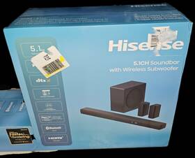 R652 Hisense 5.1 Ch Soundbar 440w Rear Surround Speakers 6.5 Inch Wireless Subwoofer
