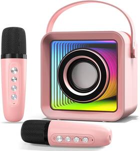 A106 Huabao Mini Karaoke Machine With 2 Wireless Microphones Portable Bluetooth Pink A106 Huabao Mini Karaoke Machine With 2 Wireless Microphones Portable Bluetooth Pink