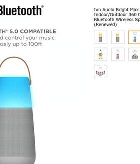 Ion 697333833605 Audio Bright Max Plus Indoor/outdoor 360 Degree Bluetooth Wireless Speaker