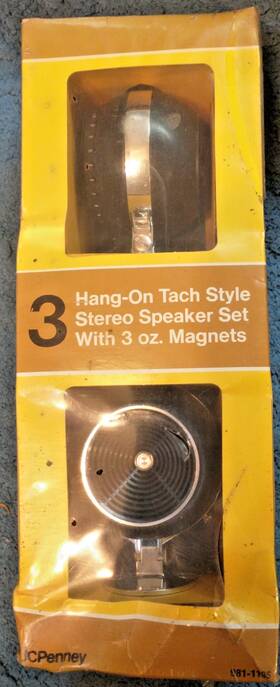 981-1135 J. C. Penney Vintage Jcpenny 3 Inch Round Tach Style Speaker Set Unopened Original Box 981-1135 J. C. Penney Vintage Jcpenny 3 Inch Round Tach Style Speaker Set Unopened Original Box