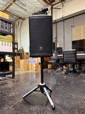 Eon710na Jbl Single Speaker Karaoke Set New With Hqsing Dsp124b Mic Tripod Cable