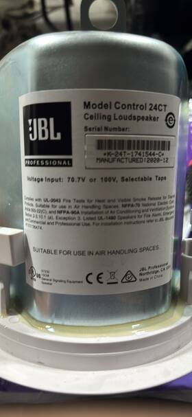 K-24t-1741544-c Jbl Professional Control 24ct Wired Ceiling Loudspeaker White
