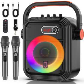 66pro Jyx Portable Karaoke Machine 2 Mics Bluetooth 5.0 Speaker Rgb Led Usb Aux Recording