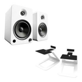 Wwsyuse6ba Kanto Yu6 Powered Bookshelf Speakers Matte White With Se6 Elevated Desktop