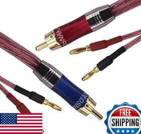 R1-b2-d0.5 Kk Cable B01mq1urd8 Ofc Speaker Wire Pair Rca Male 2 Banana Plugs Blue Red 1.64ft