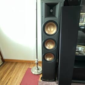 Rf83 Klipsch Pair Standing Speakers Black Copper Drivers Wired Rca Banana Jack