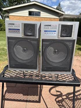 Sa-5a Lasonic Powered Amplified Speaker System 2-way Bass Speakers - Rare Pair