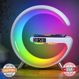 B0cnrgdyt4 Lenglass Smart Wireless Charging Alarm Clock With Bluetooth Speaker App Control Night Lig