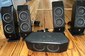 X-540 Logitech R020 Set Of 4 Surround Sound And 1 Center Channel Speaker In Black