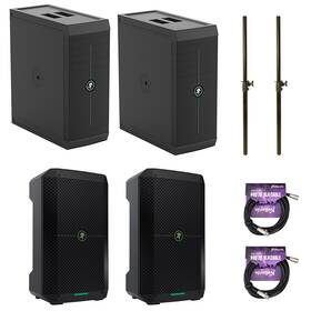 Mathumpsubgok2 Mackie Thumpsub Go 8 Inch Subwoofer And Loudspeakers Pair Bundle With 2x Poles Xlr