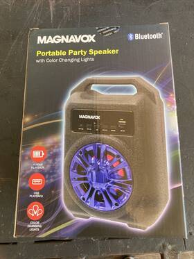 Magnavox 731398379019 Portable Party Bluetooth Speaker With Color Changing Lights