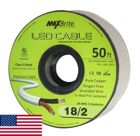 B01n26mmwd Maxbrite 50 Ft 18awg Low Voltage Led Cable 2 Conductor White Sleeve In-wall Speaker Wire