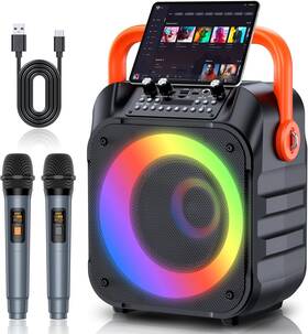 Hhcc-a9 Moyleaf Karaoke Machine With 2 Wireless Microphones Portable Black