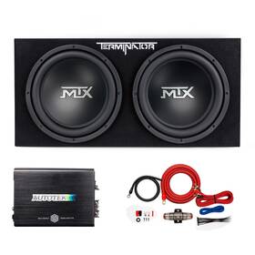 Sm-1200.1 Mtx Tne212d Plam40 12 Inch 1200w Dual Loaded Car Subwoofer Package With 4 Gauge Wiring Kit