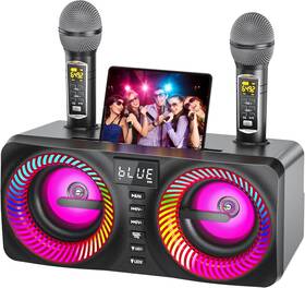 Nt001-red-us Musyvocay Karaoke Machine For Adults Kids With 2 Wireless Microphones Red Ring