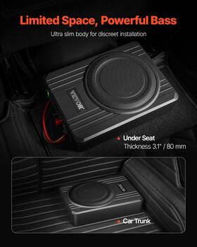 400w My Store 197988482635 8 Inch Under Seat Car Subwoofer Slim Powered Car/truck System